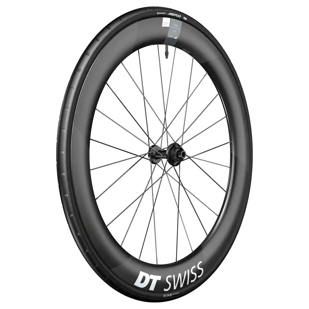 DT Swiss Arc 1400 Dicut 62 Disc Cl Tubeless + Continental Aero 111 700 X 26 Framhjul För Landsvägscykel, Black, 12 x 100mm