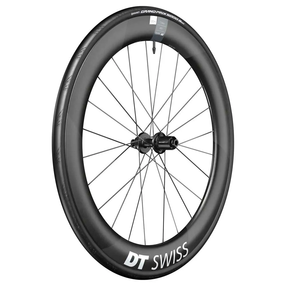 DT Swiss Arc 1400 Dicut 62 Disc Cl Tubeless + Continental Gp5000 Str 700 X 28 Landsvägscykelns Bakhjul, Black, 12 x 142mm, Shimano/Sram HG DT Swiss Arc 1400 Dicut 62 Disc Cl Tubeless + Continental Gp5000 Str 700 X 28 Landsvägscykelns Bakhjul, Black, 12 x 142mm, Shimano/Sram HG