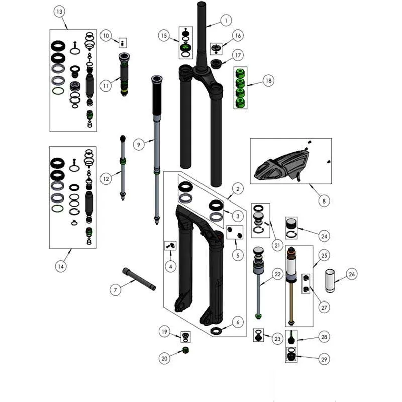 DVO Suspension Onyx 38 Ref 3 Gaffeltätningssats, Black, One Size