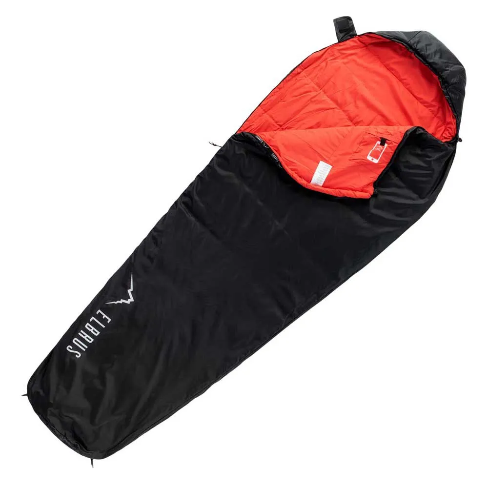 Elbrus Carrylight Ii 1000 Sovsäck, Black / flame scarlet, Right Zipper