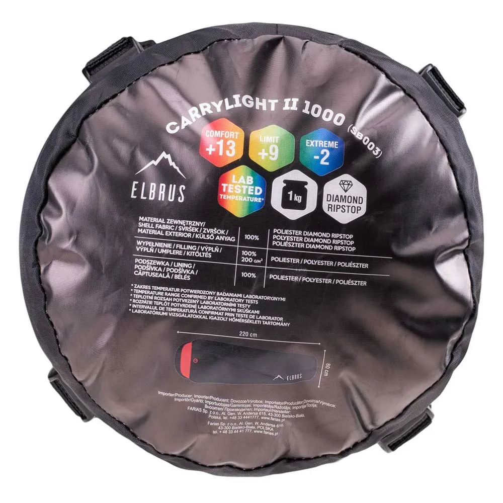 Elbrus Carrylight Ii 1000 Sovsäck, Black / flame scarlet, Right Zipper