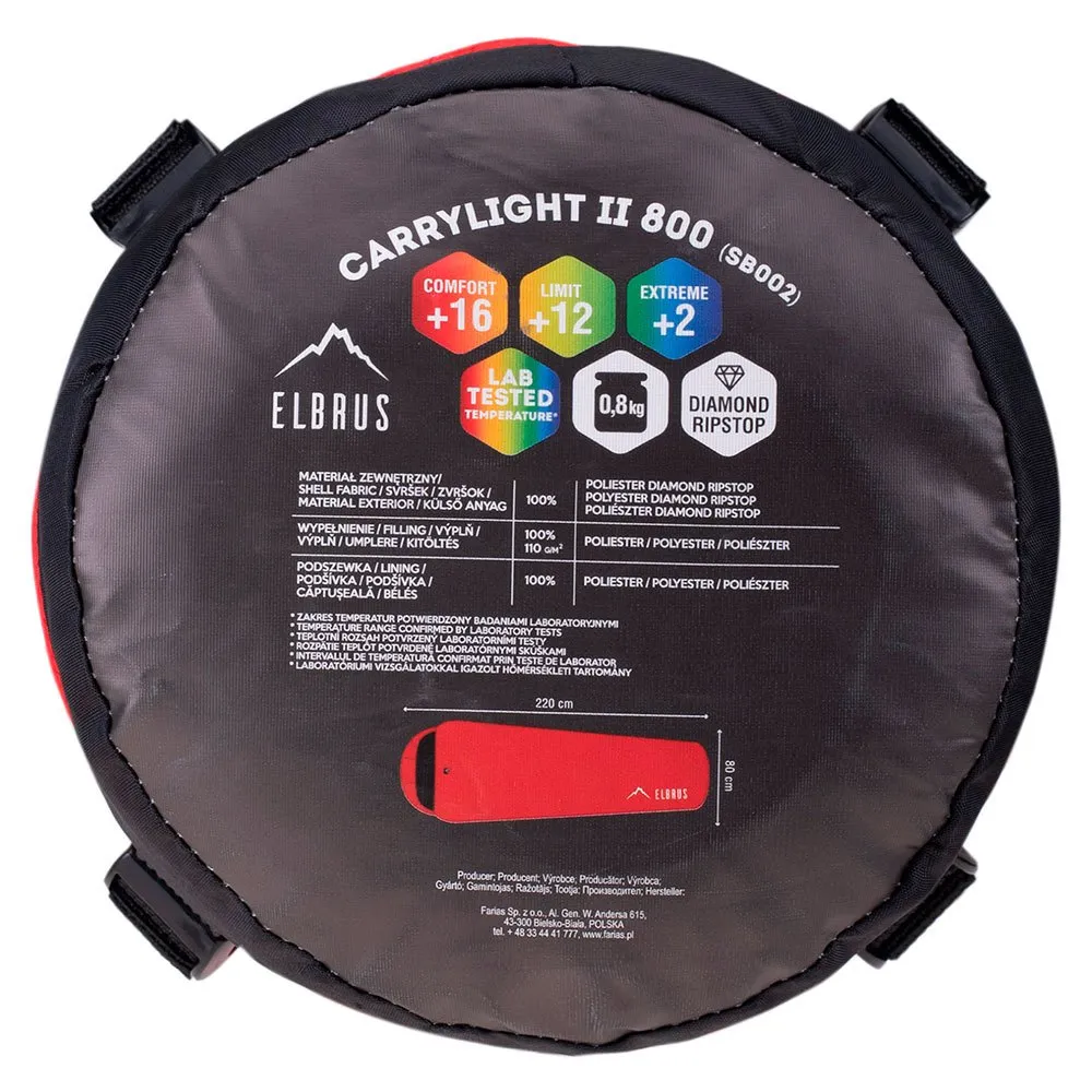 Elbrus Carrylight Ii 800 Sovsäck, Flame scarlet / black, Right Zipper