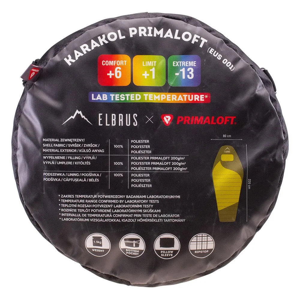 Elbrus Karakol Primaloft Sovsäck, Woodbine / citronelle, Right Zipper