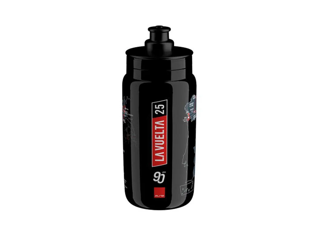 Elite Fly Teams 2025 vattenflaska 550 ml Vuelta Map, Svart Elite Fly Teams 2025 vattenflaska 550 ml Vuelta Map, Svart
