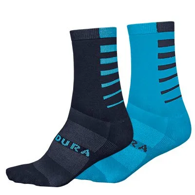 Endura Coolmax Stripe Cykelstrumpor (Twin Pack) Svart och Vit Endura Coolmax Stripe Cykelstrumpor (Twin Pack) Svart och Vit