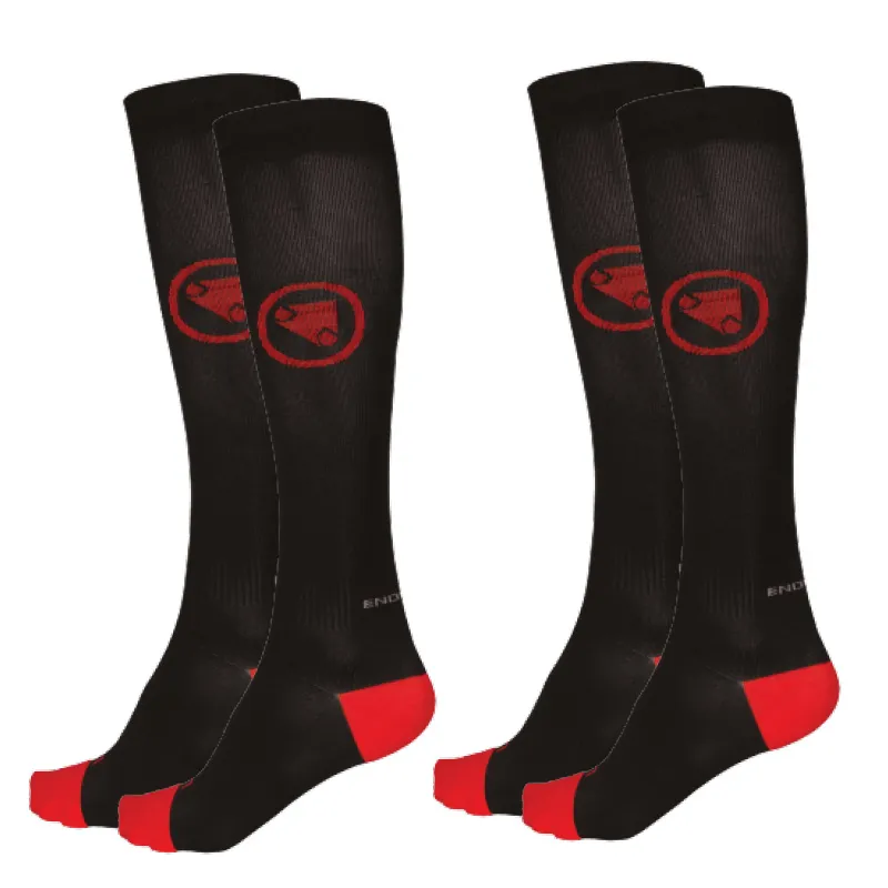 Endura Kompressionsstrumpa 2 pack, Svart