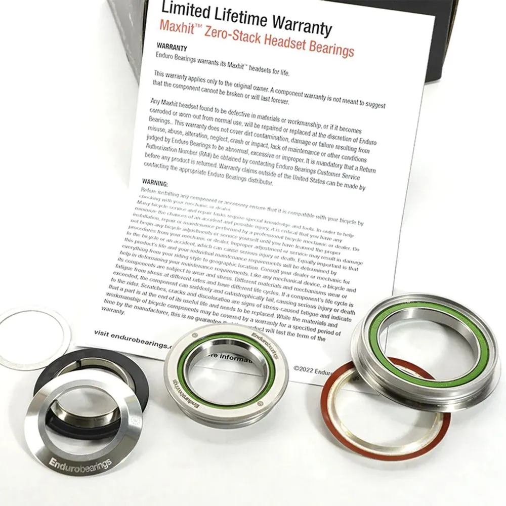 Enduro Bearings Maxhit Zero Stack Styrlager, Silver / green, 44/56mm