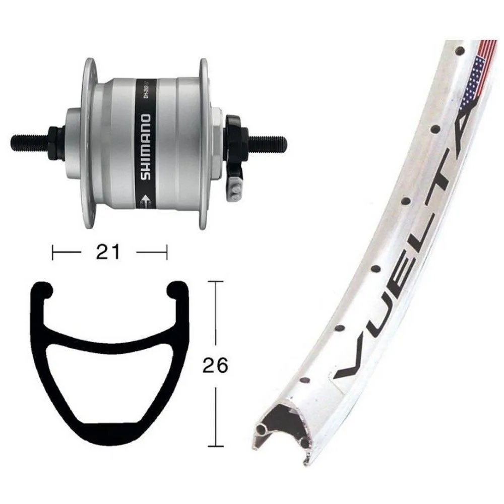 Exal Rodi Airline 1 Dynamo Shimano Dh3000 Framhjul, White / silver, 9 x 100mm Exal Rodi Airline 1 Dynamo Shimano Dh3000 Framhjul, White / silver, 9 x 100mm