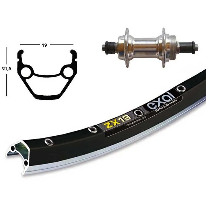 Exal Zx 19 28´´ Qr Bakhjul, Black / silver, 9 x 135mm Exal Zx 19 28´´ Qr Bakhjul, Black / silver, 9 x 135mm