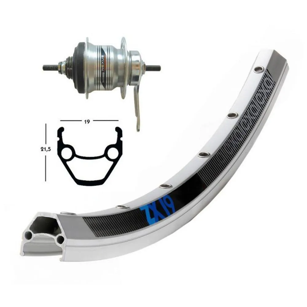 Exal Zx19 Dynamo Shimano Nexus 7s Bakhjul, Silver, 9 x 135mm