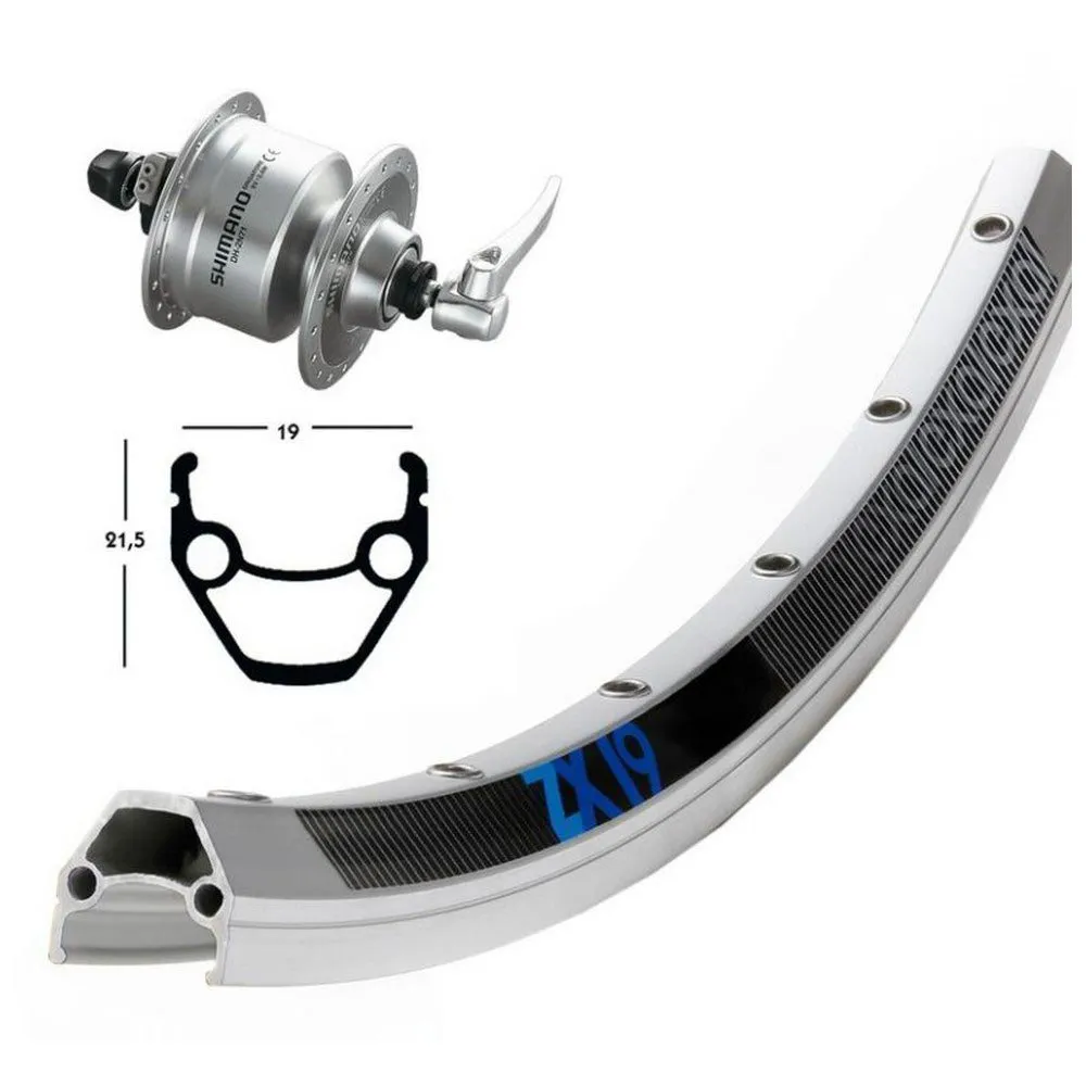 Exal Zx19 Qr Dynamo Shimano Dh3n72 26´´ Framhjul, Silver, 9 x 100mm Exal Zx19 Qr Dynamo Shimano Dh3n72 26´´ Framhjul, Silver, 9 x 100mm