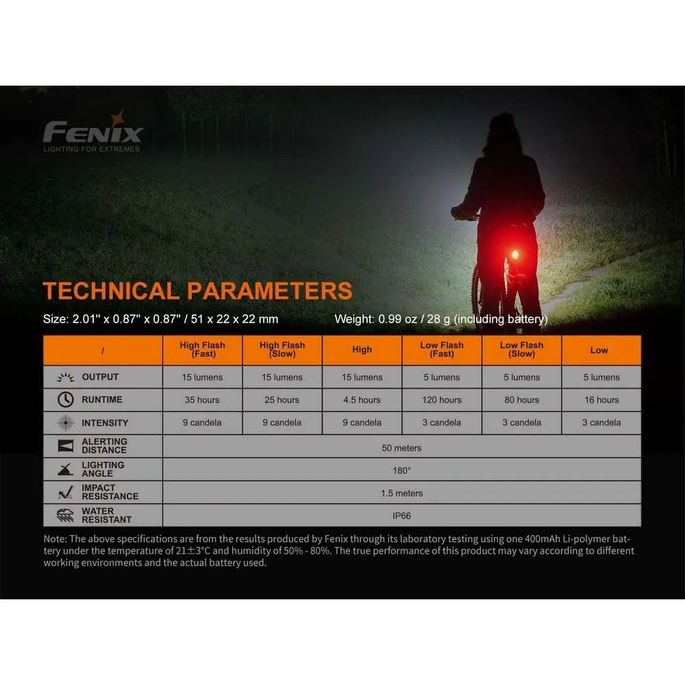 Fenix Bc05r V2.0 Bakljus, Red / black, 15 Lumens Fenix Bc05r V2.0 Bakljus, Red / black, 15 Lumens