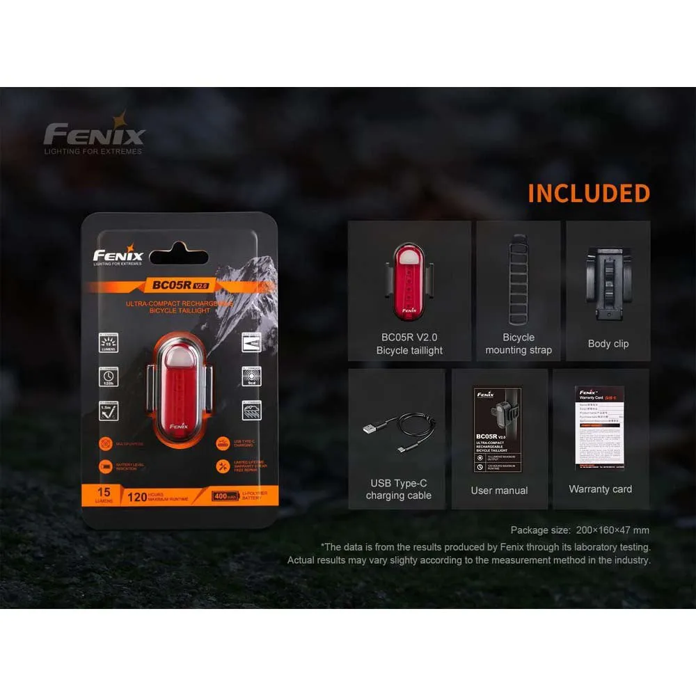 Fenix Bc05r V2.0 Bakljus, Red / black, 15 Lumens Fenix Bc05r V2.0 Bakljus, Red / black, 15 Lumens