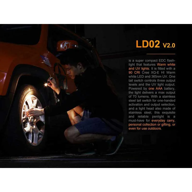 Fenix Ld02 V2.0 Ficklampa, Black, 70 Lumens