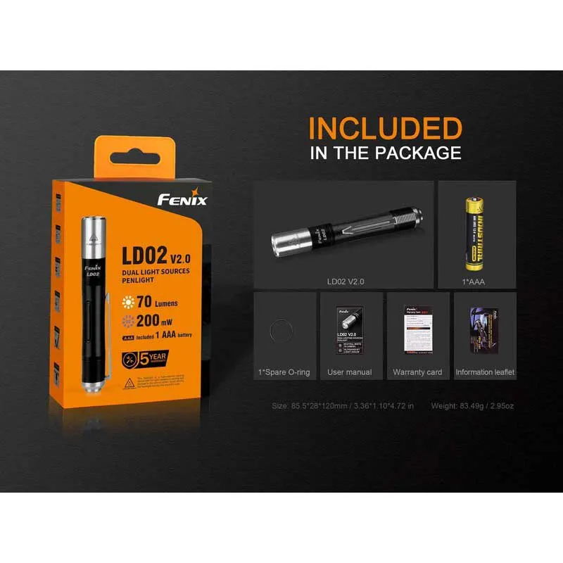 Fenix Ld02 V2.0 Ficklampa, Black, 70 Lumens