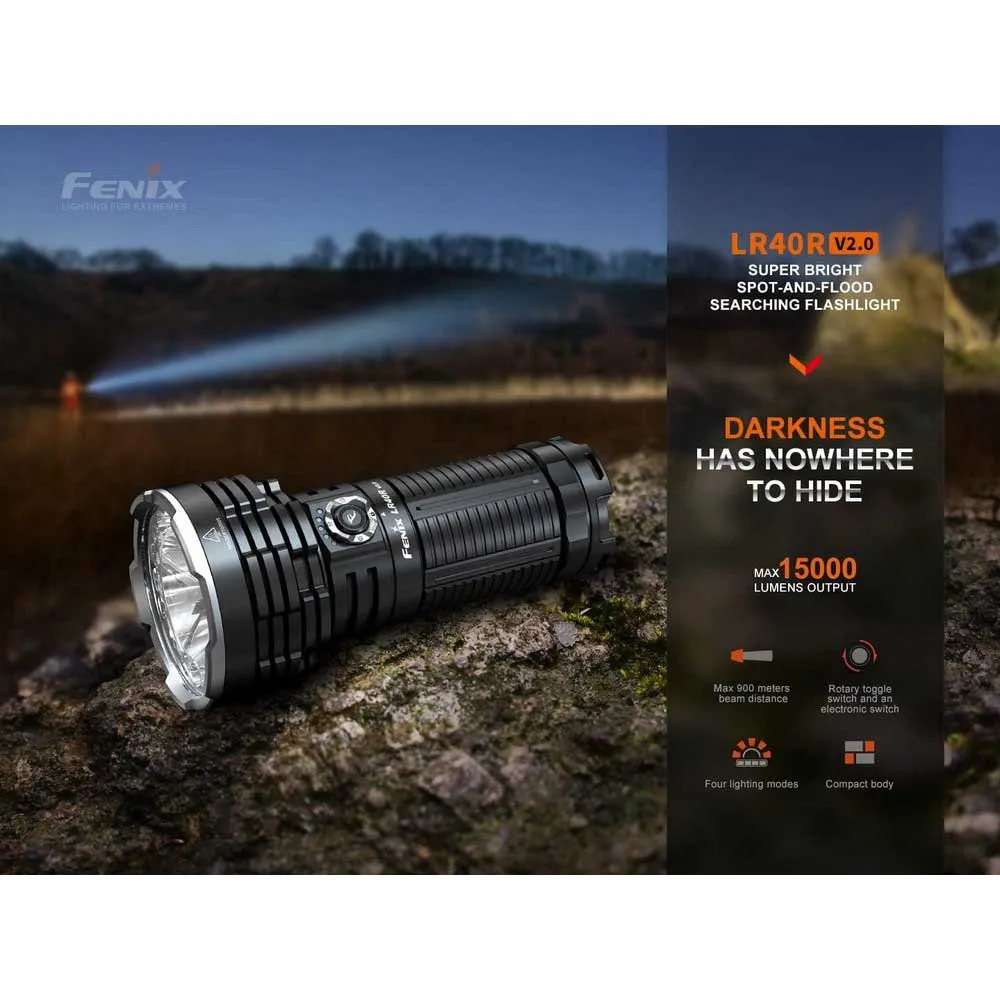 Fenix Lr40r V2.0 Ficklampa, Black, 15000 Lumens