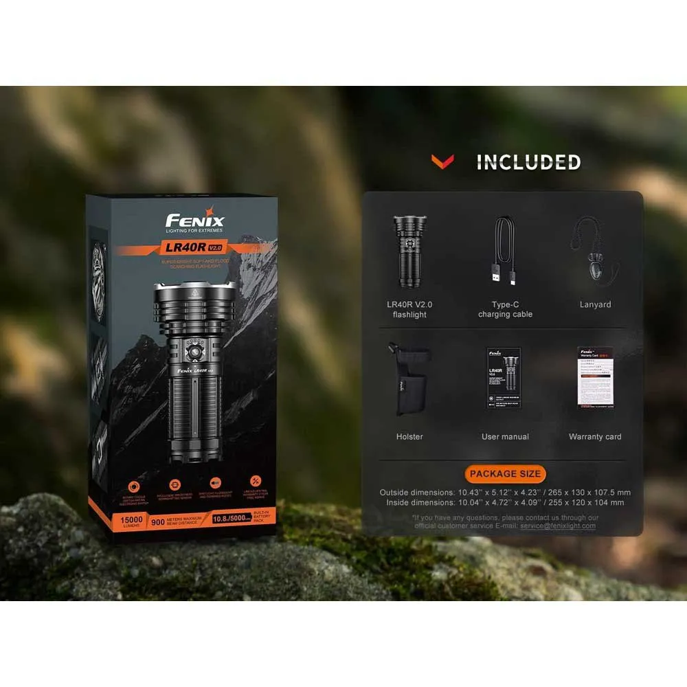 Fenix Lr40r V2.0 Ficklampa, Black, 15000 Lumens