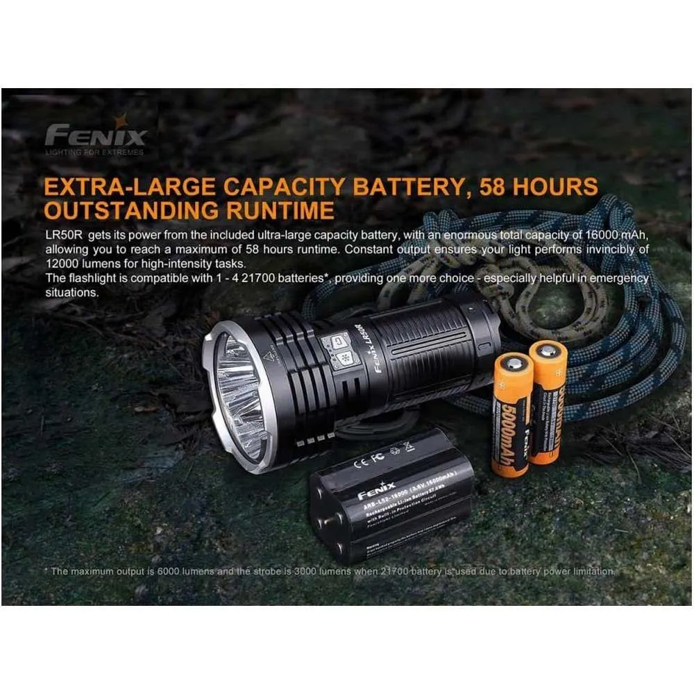 Fenix Lr50r Ficklampa, Black, 12000 Lumens