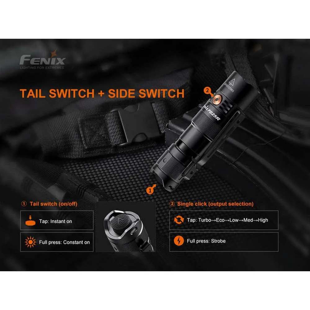 Fenix Pd25r Ficklampa, Black, 800 Lumens