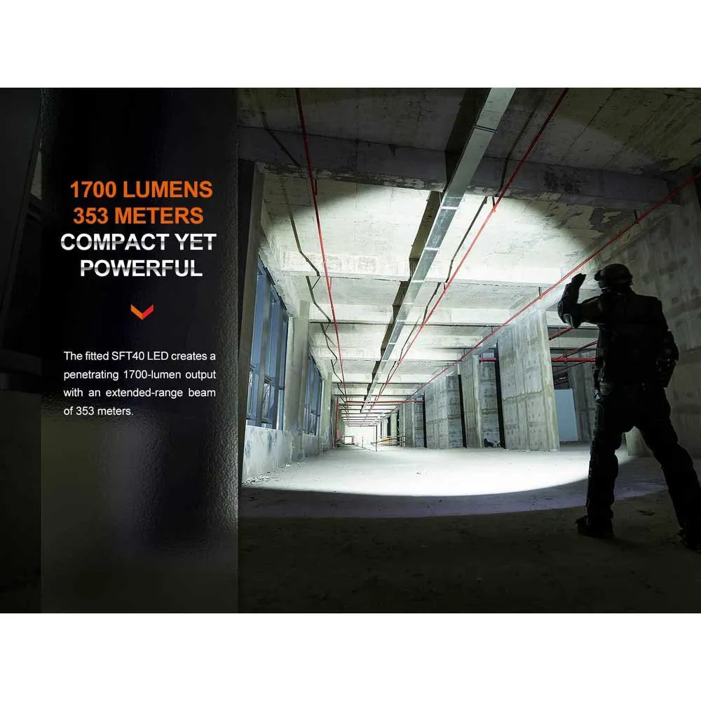 Fenix Pd35r Tactic Ficklampa, Black, 1700 Lumens