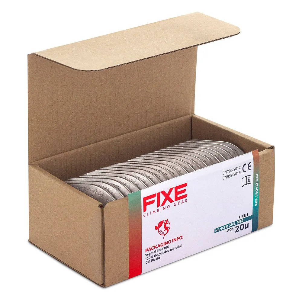 Fixe Climbing Gear 1 M12 Pack 316l Ankarplatta 20 Enheter, Silver, One Size