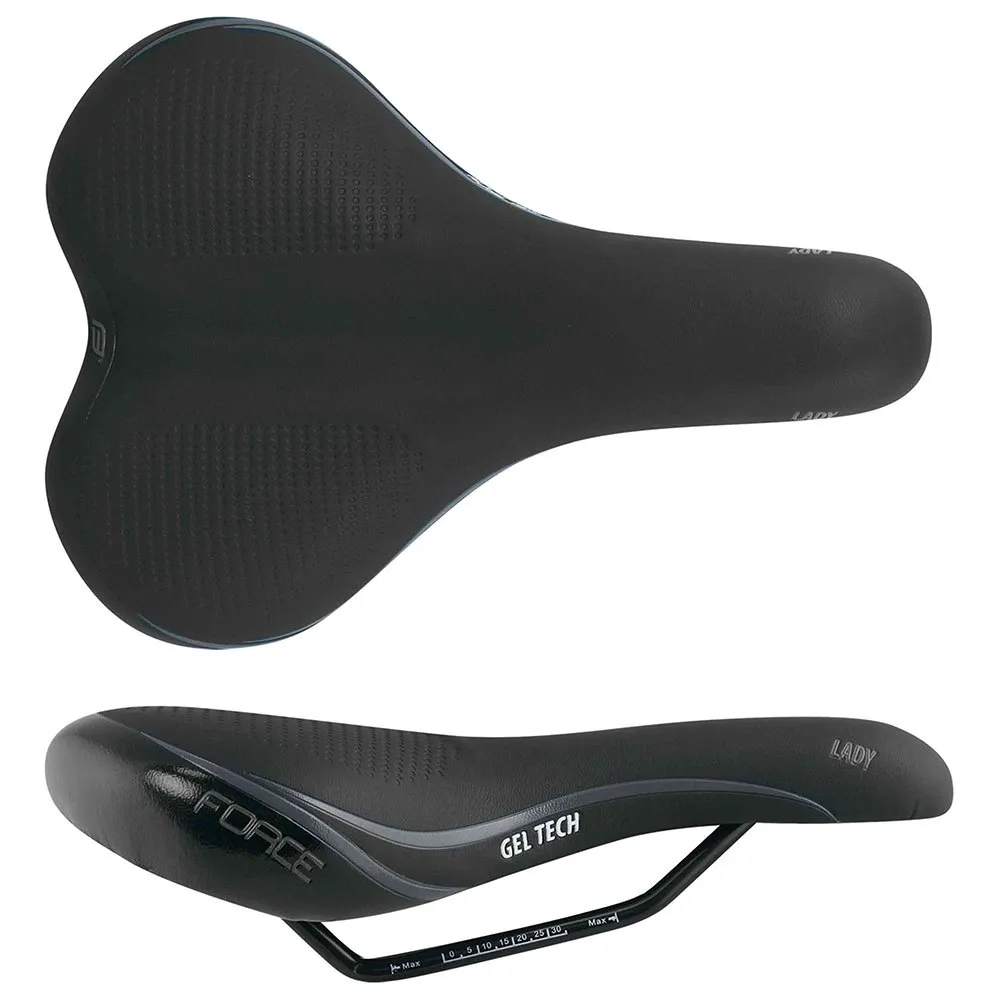 Force Gel Tech Cykelsadel, Black, 180mm