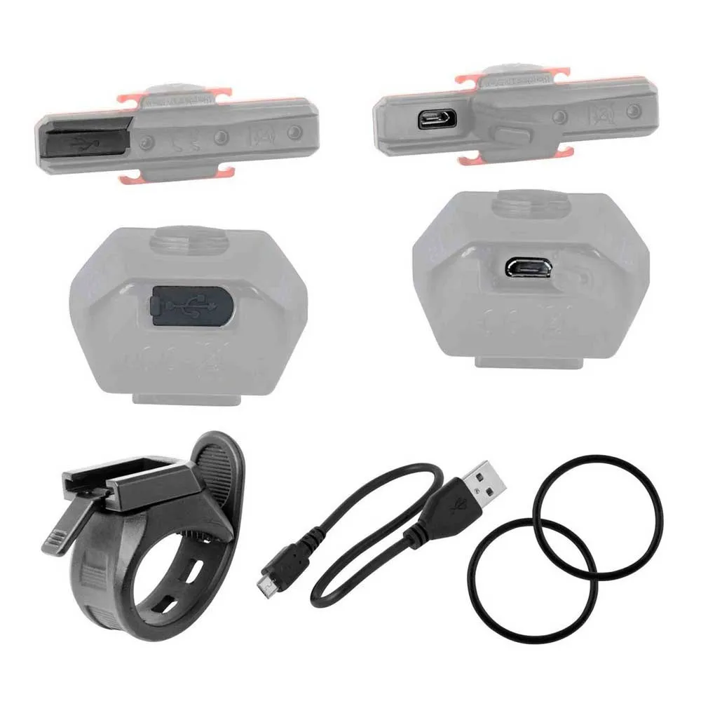 Force Glare Usb Cykellampset, Black / red, 400/160 Lumens Force Glare Usb Cykellampset, Black / red, 400/160 Lumens