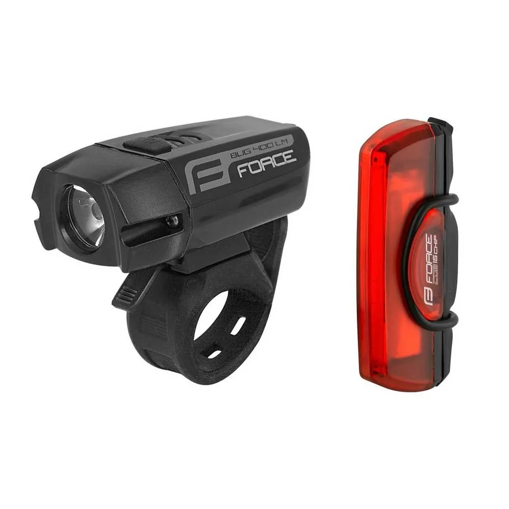 Force Glare Usb Cykellampset, Black / red, 400/160 Lumens Force Glare Usb Cykellampset, Black / red, 400/160 Lumens