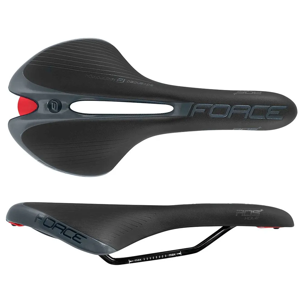 Force Ros Hole+ Cykelsadel, Black, 135mm