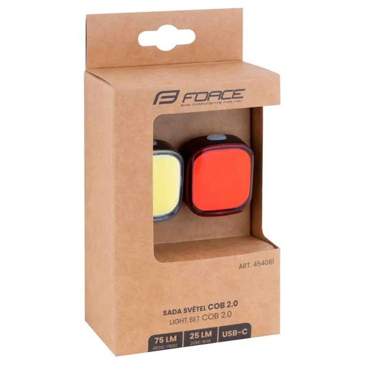 Force Usb Cob 2.0 Cykellampset, Red / yellow, 75/25 Lumens
