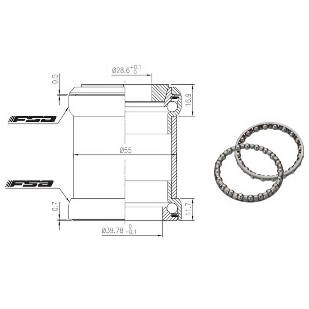 FSA 3 (e/e) Integrerat Styrlager, Black / silver, One Size