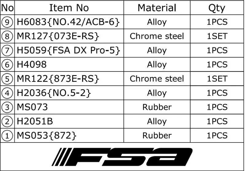 FSA DX Pro (I/E) avsmalnande styrlager