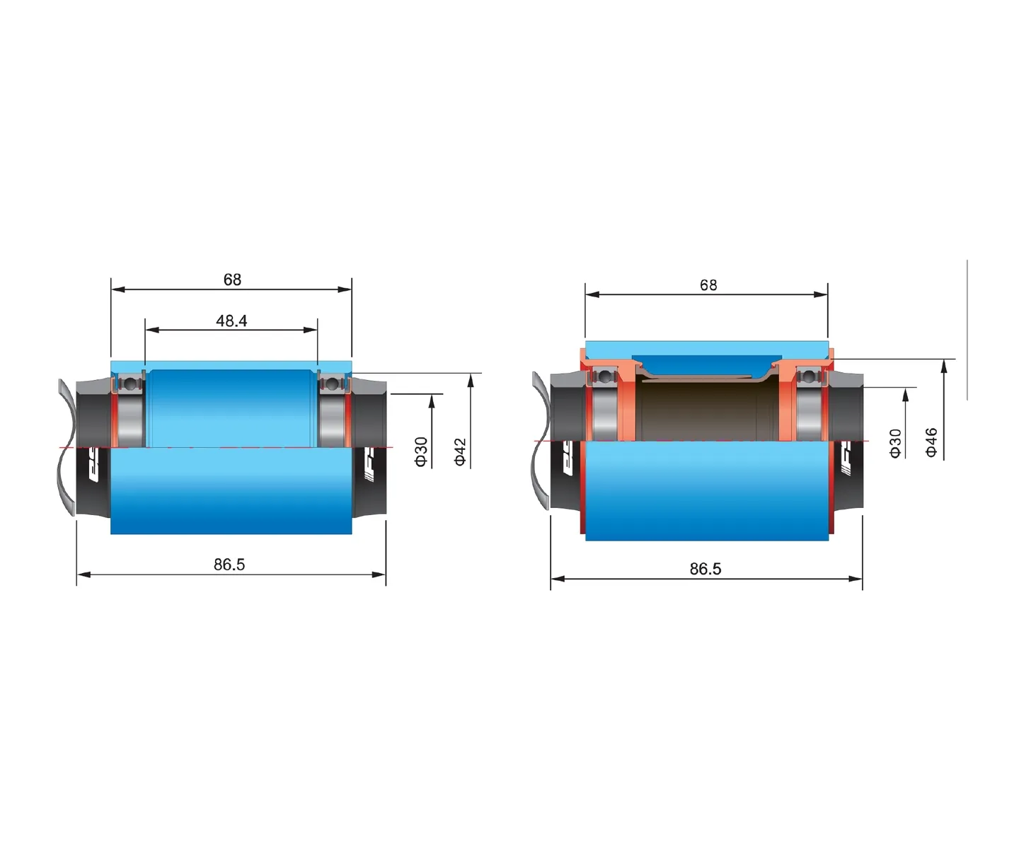 FSA Vevlager Adapter, 30/68