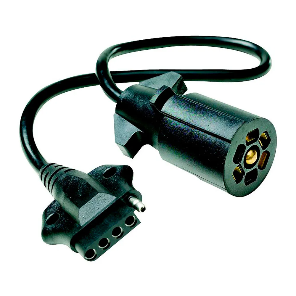 Fultyme Rv Adapter Från 7-polig Rund Till 5-polig Platt, Black, 45.72cm
