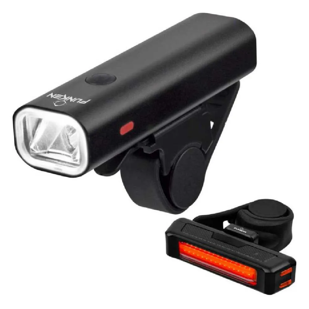 Funken 2000-500mah Cykellampset, Black, 400-50 Lumens Funken 2000-500mah Cykellampset, Black, 400-50 Lumens