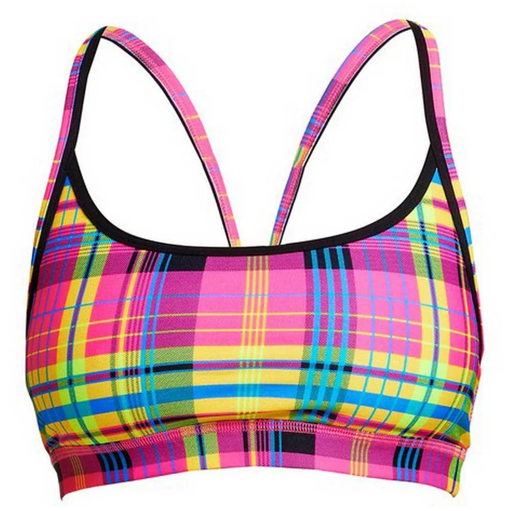 Funkita Happy Highlander Bikinitopp female, Geometric pink / yellow, AUS 10