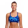 Funkita Hold Steady Crop Leaf Laser Bikinitopp female, Floral blue / pink, AUS 8