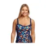 Funkita Ruched Panelled Tankini female, Gum shy, AUS 12