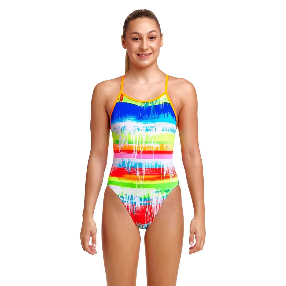 Funkita Single Strap Dye Hard Baddräkt female, Stripes multi / white, 10Y