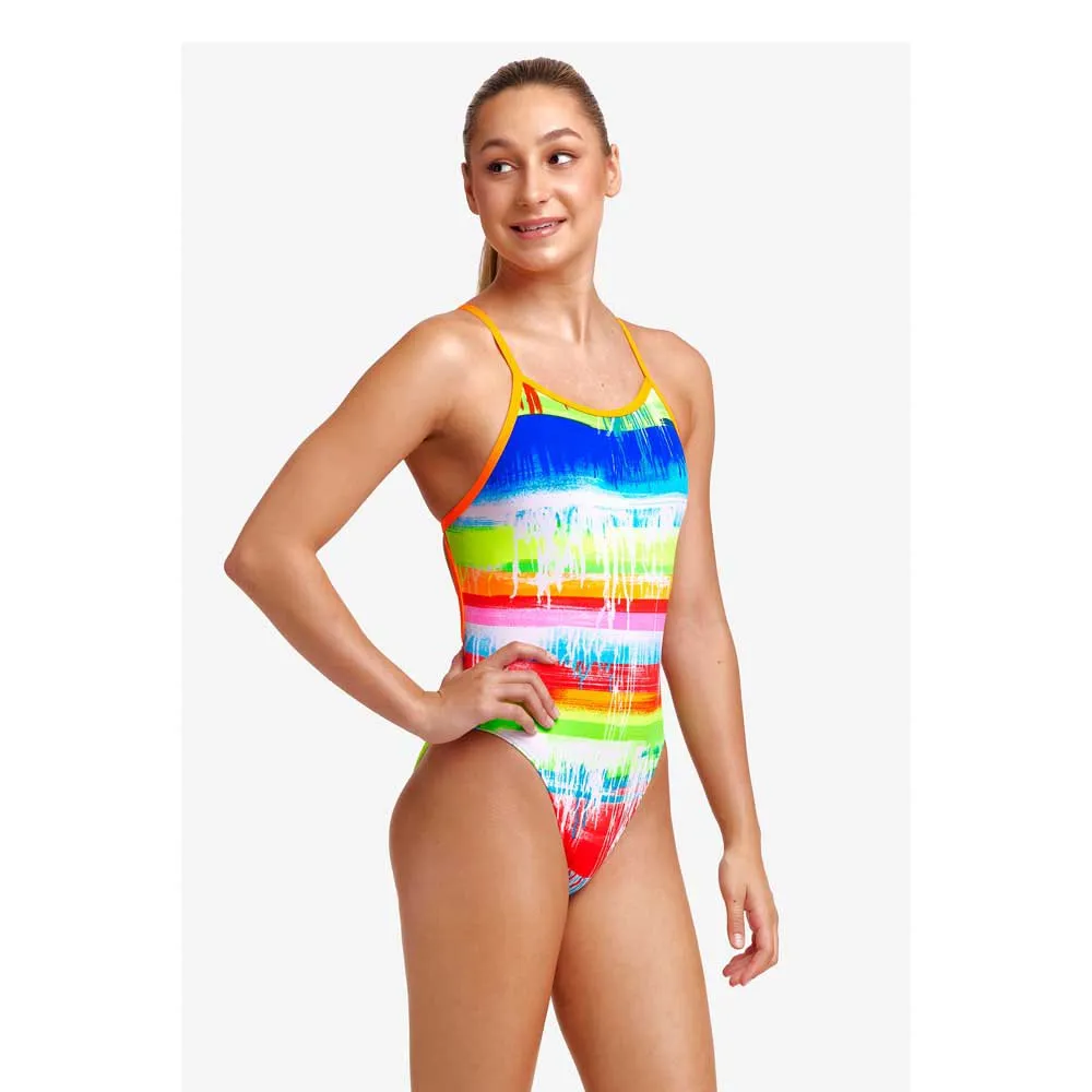 Funkita Single Strap Dye Hard Baddräkt female, Stripes multi / white, 10Y