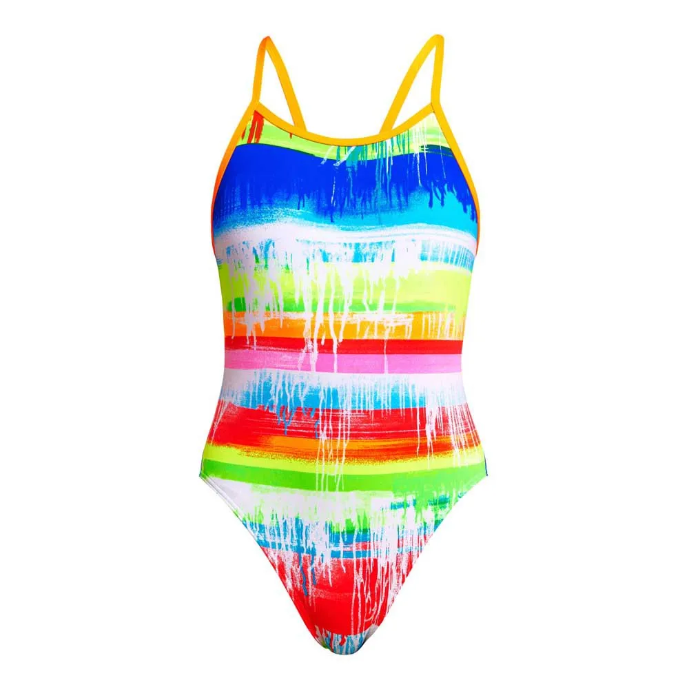 Funkita Single Strap Dye Hard Baddräkt female, Stripes multi / white, 10Y