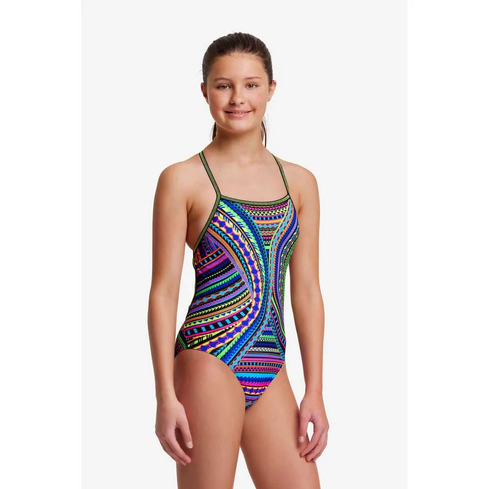 Funkita Tribal Revival Baddräkt female, Classic blue, 10Y