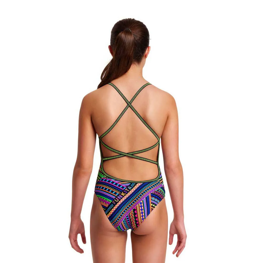 Funkita Tribal Revival Baddräkt female, Classic blue, 10Y