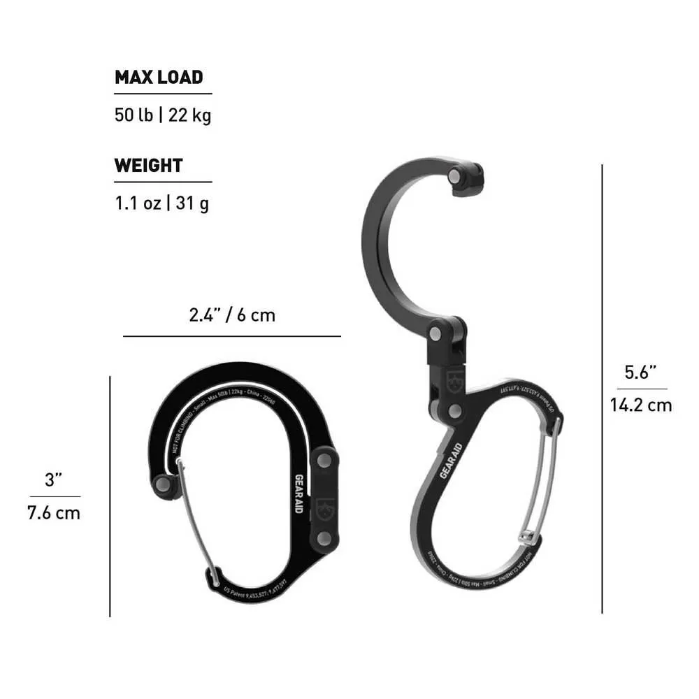 GEAR AID Heroclip® Small Clip Karbinhake, Stealth black, One Size