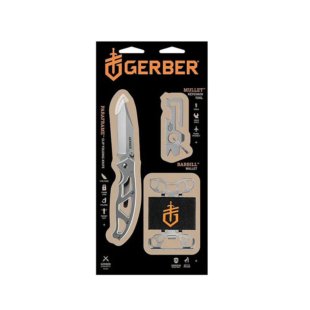 Gerber Paraframe I + Mullet + Barbill Kniv, Metal, One Size