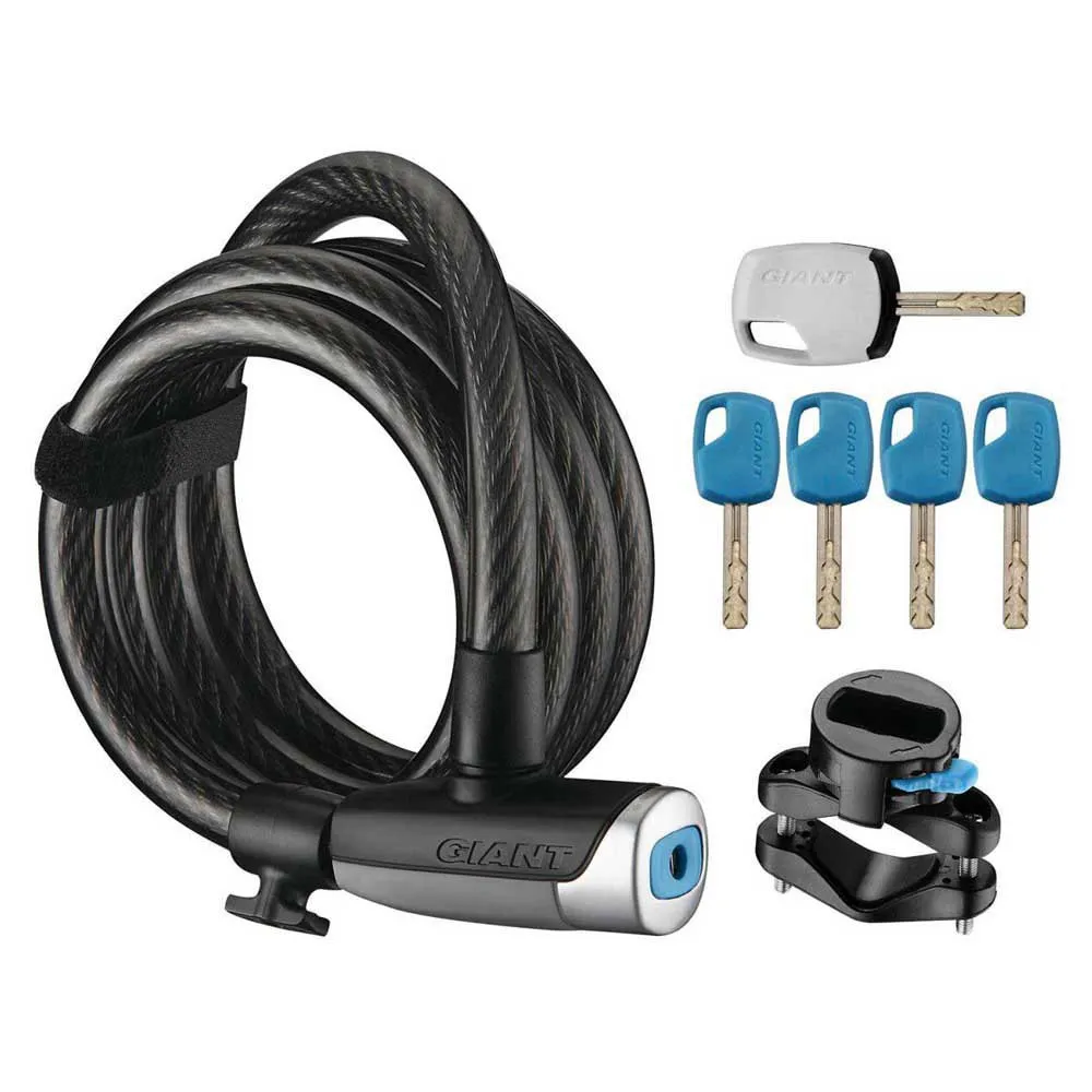 Giant Surelock Flex Key Coil 12 Kabellås, Black, One Size