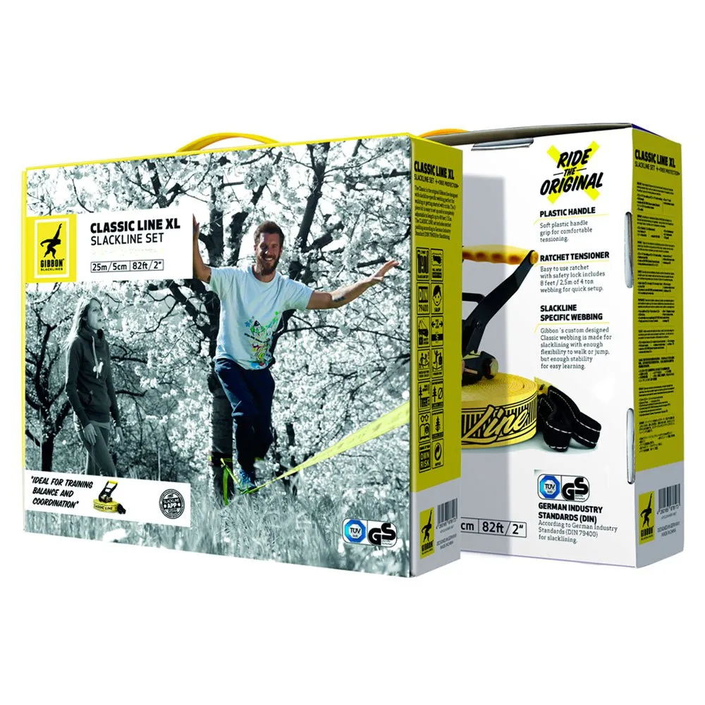GIBBON Slacklines Classic Line X13 Xl Slackline, Yellow, 25m