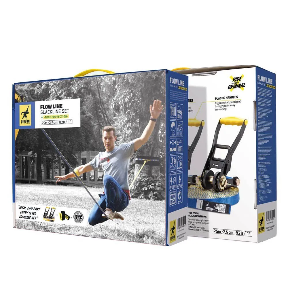 GIBBON Slacklines Flow Line Treewear Slackline, Blue, 25m GIBBON Slacklines Flow Line Treewear Slackline, Blue, 25m