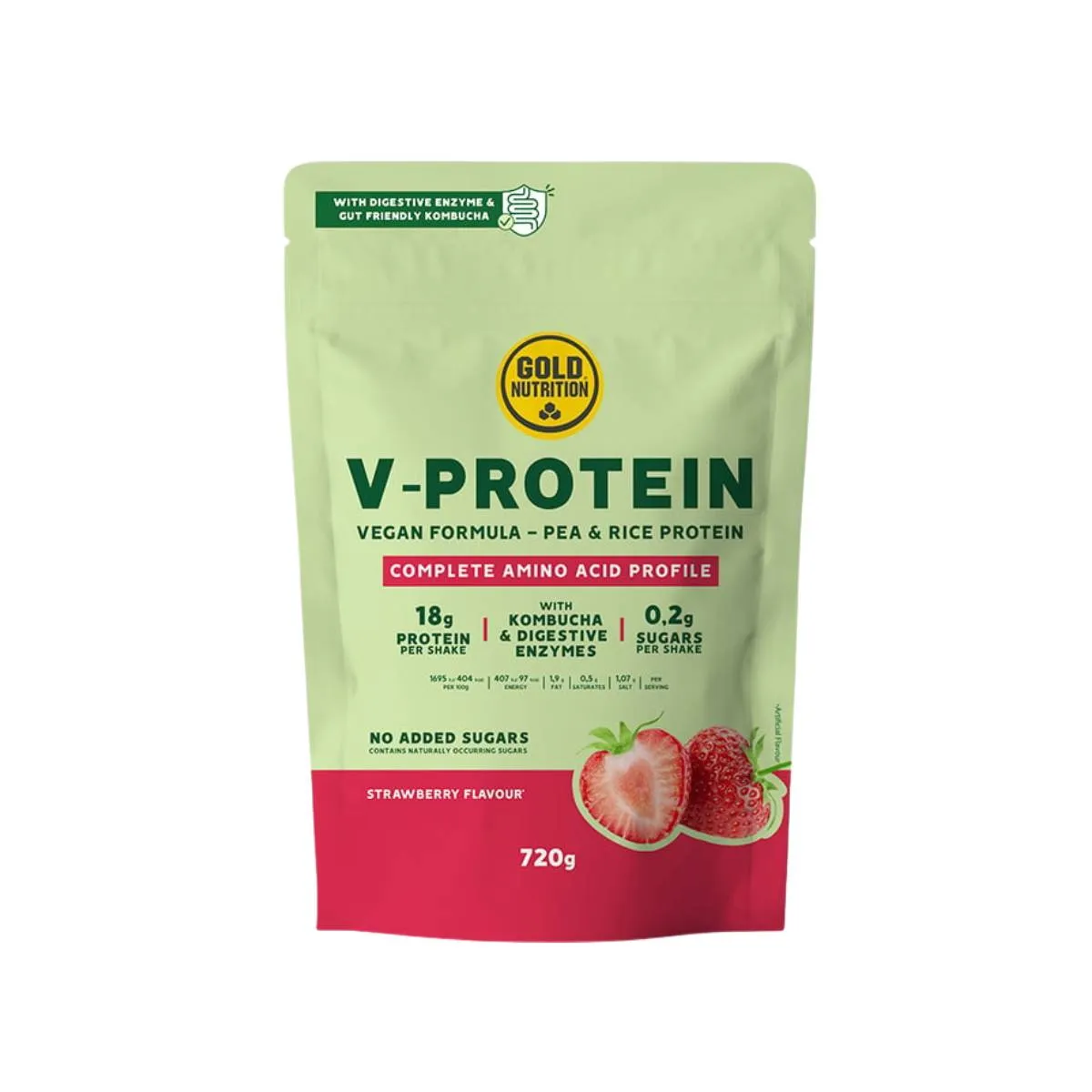 Gold Nutrition V-Protein, Kombucha strawberry, 720g Gold Nutrition V-Protein, Kombucha strawberry, 720g