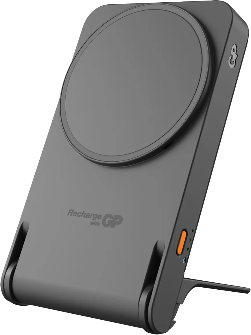 GP Magnetic Safe 2-In-1 Wireless Powerbank, Grey, 5000 mAh